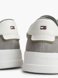 Suede Contrast Heel Court Trainers — Grey 6