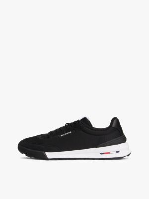 black retro textured mesh trainers for men tommy hilfiger