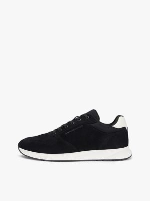 black suede contrast heel trainers for men tommy hilfiger
