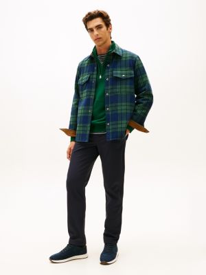 baskets en daim à contrefort contrasté bleu pour hommes tommy hilfiger