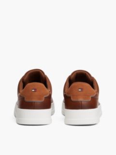 Leather Debossed Court Trainers — Brown 4