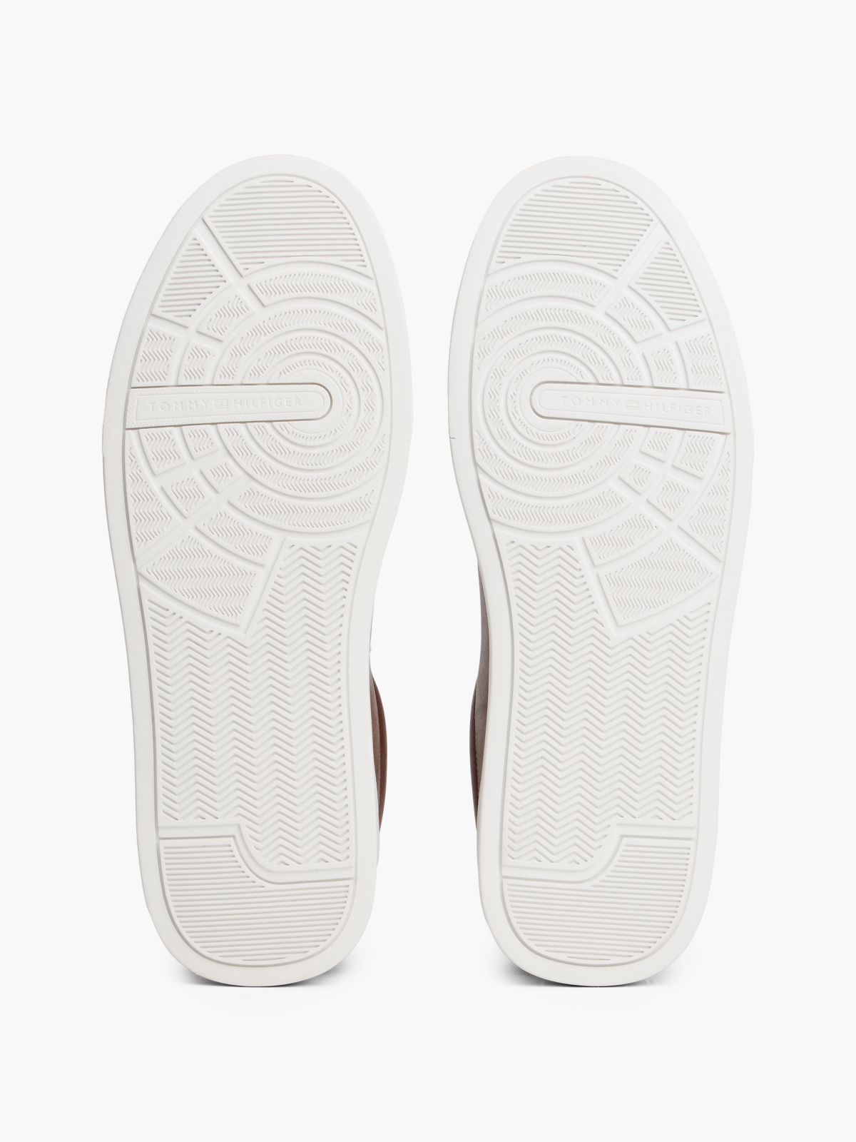 Leather Debossed Court Trainers — Brown