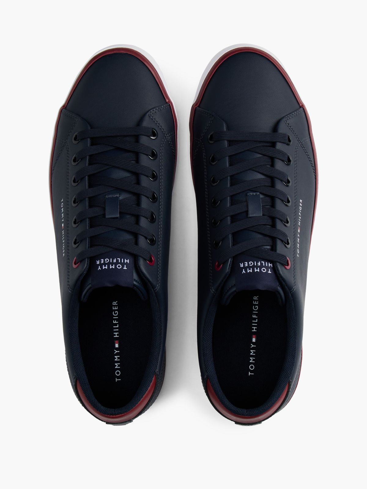 Low Profile Trainers With Leather — Blue