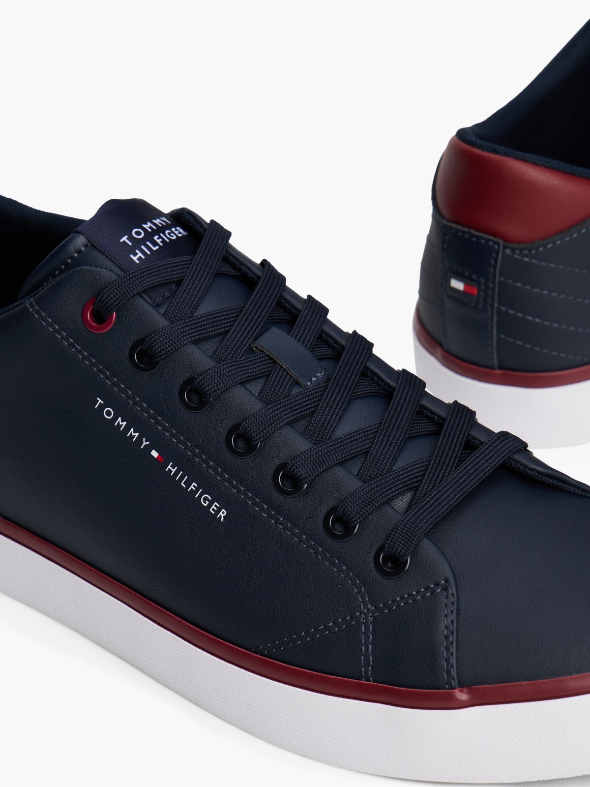 Low Profile Trainers With Leather — Blue