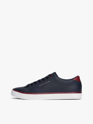 sneakers con pelle e logo blu da uomini tommy hilfiger