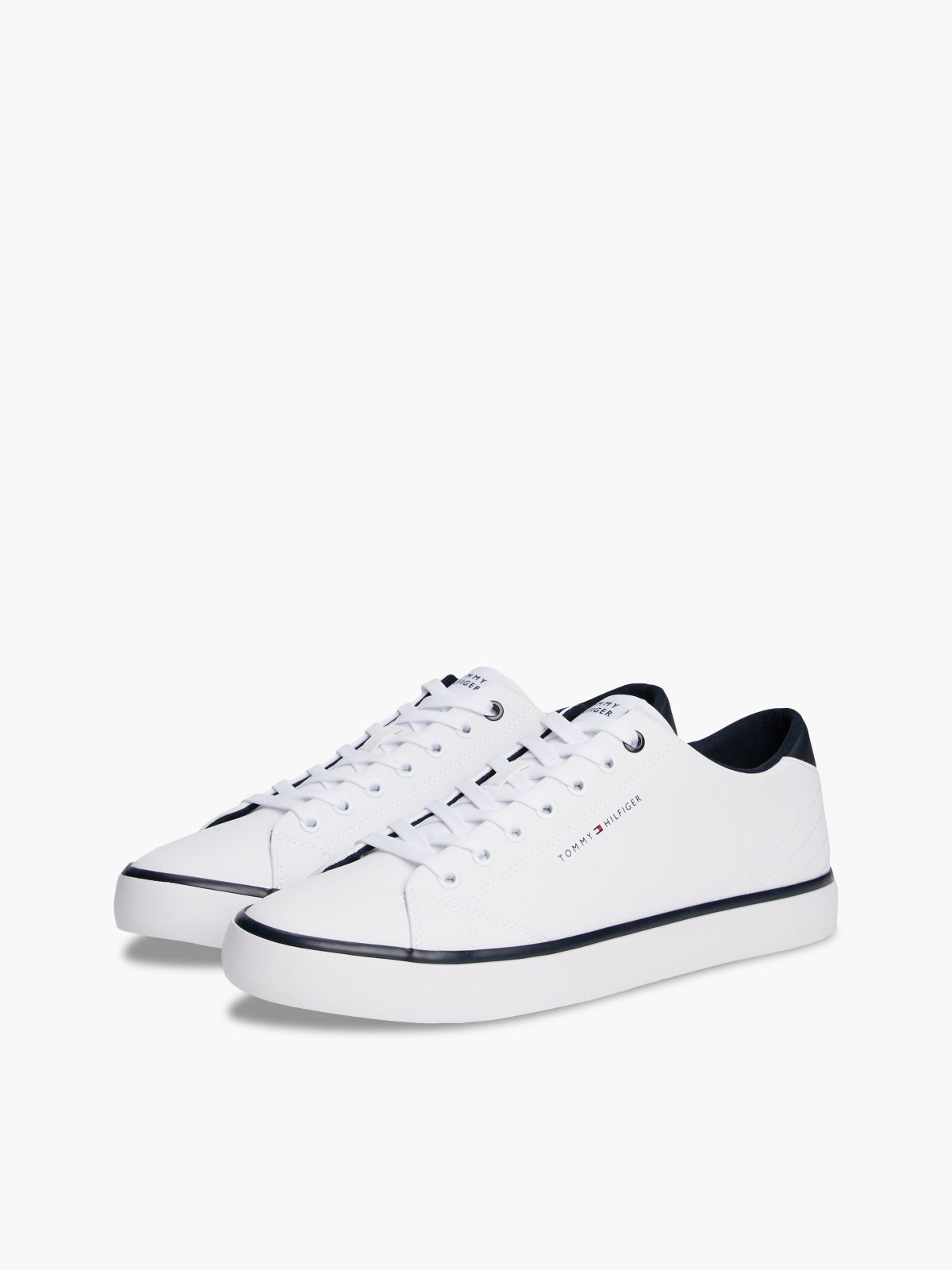 Low Profile Trainers With Leather — White