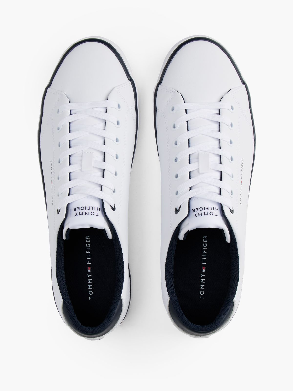 Low Profile Trainers With Leather — White