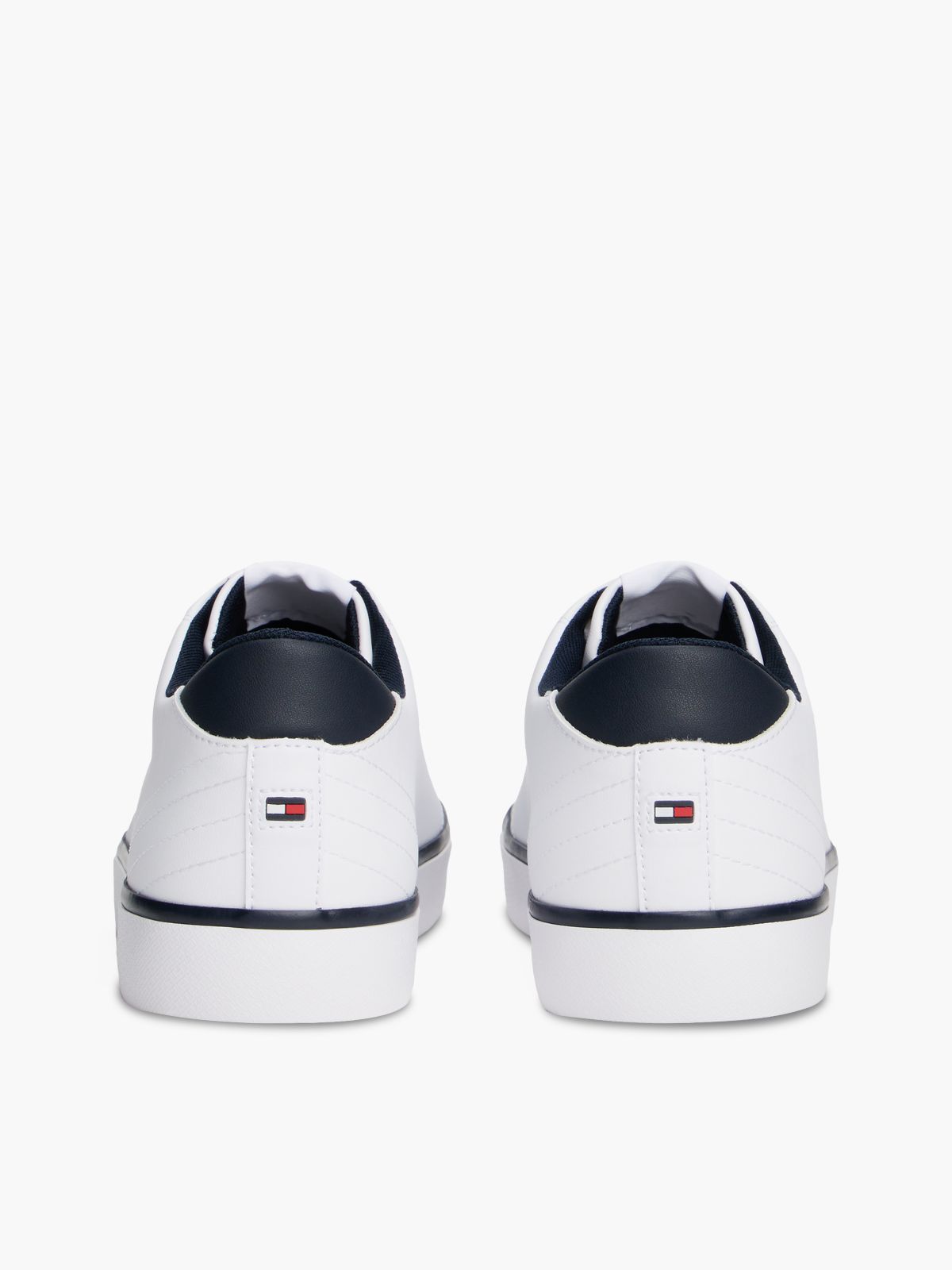 Low Profile Trainers With Leather — White