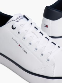 Low Profile Trainers With Leather — White 6