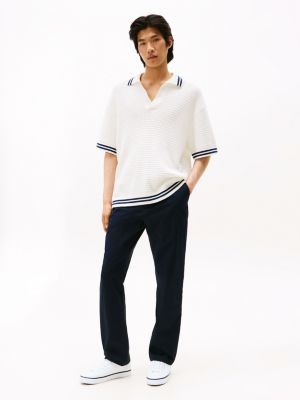 baskets en cuir mélangé à logo blanc pour hommes tommy hilfiger