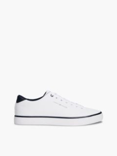 Low Profile Trainers With Leather — White 1