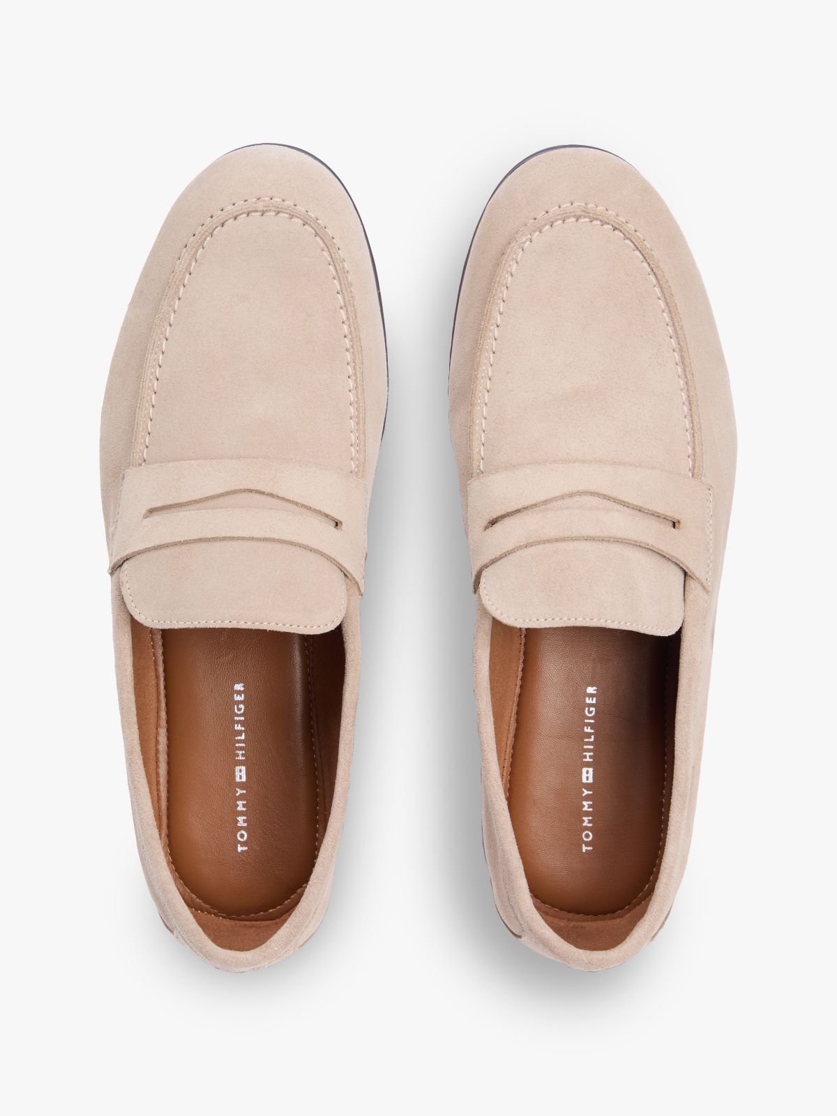 Suede Flexible Loafers — Beige