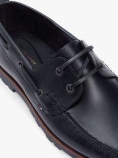 Leather Cleat Lightweight Boat Shoes — Black 6
