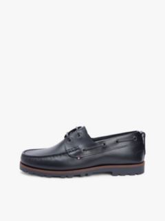 Leather Cleat Lightweight Boat Shoes — Black 7