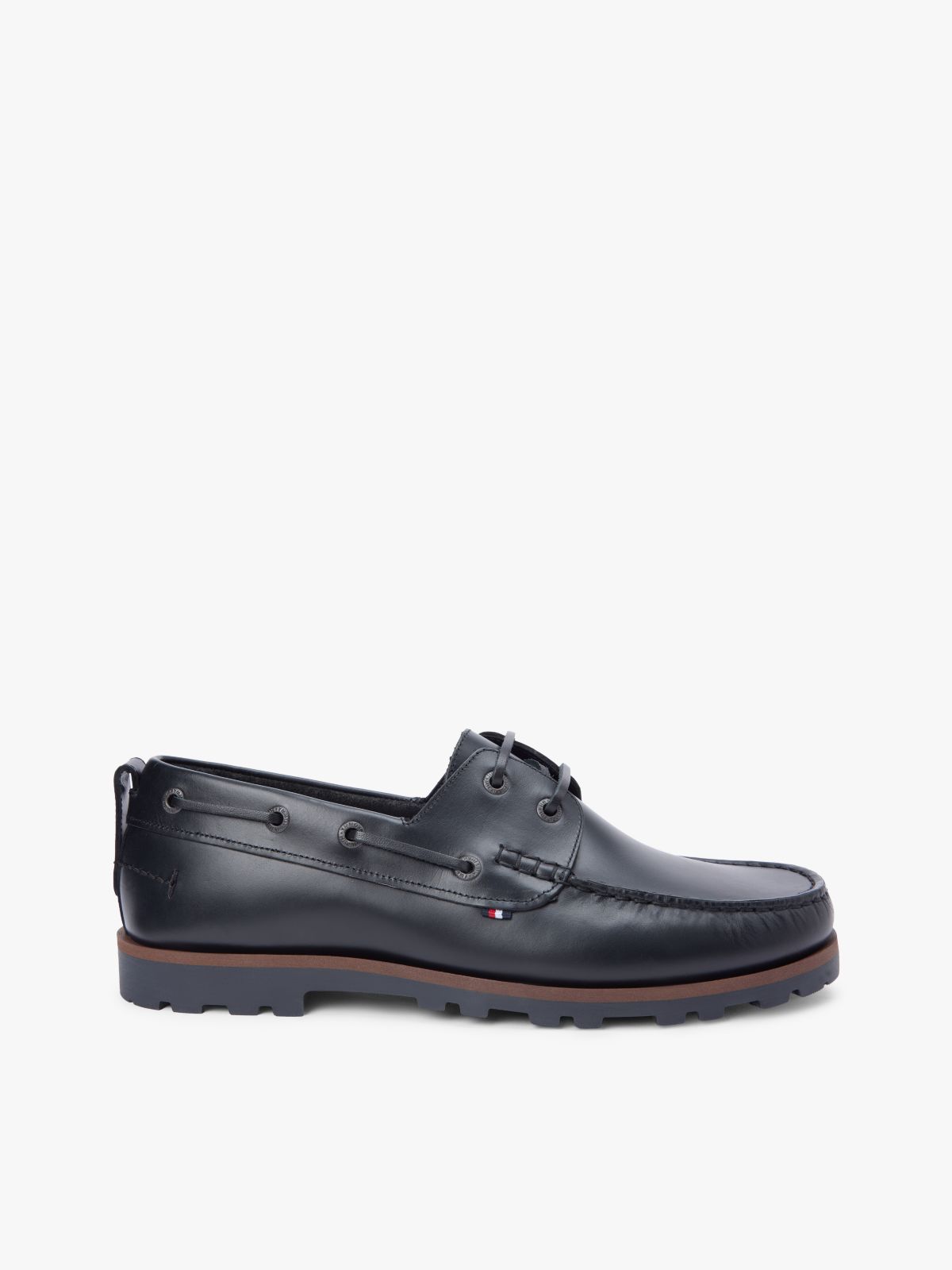 Leather Cleat Lightweight Boat Shoes — Black