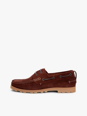 brown suede cleat lightweight boat shoes for men tommy hilfiger