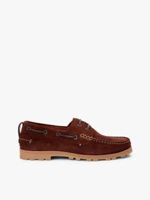 brown suede cleat lightweight boat shoes for men tommy hilfiger
