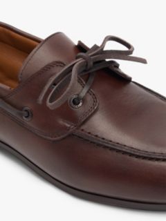 Leather Flexible Boat Shoes — Brown 6
