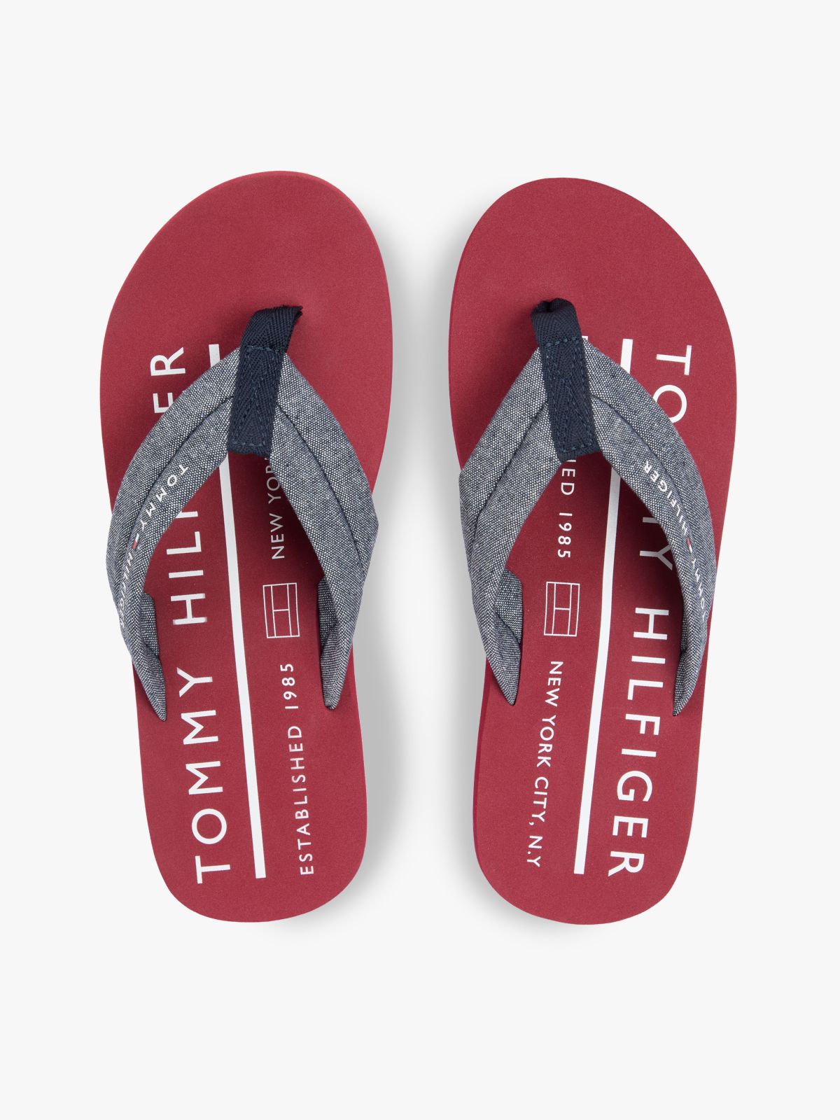 Pure Linen Chambray Jacquard Flip-Flops — Blue