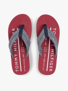 Pure Linen Chambray Jacquard Flip-Flops — Blue 3