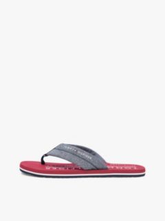 Pure Linen Chambray Jacquard Flip-Flops — Blue 7