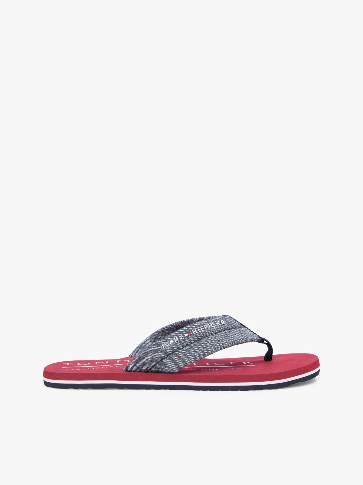 Pure Linen Chambray Jacquard Flip-Flops — Blue