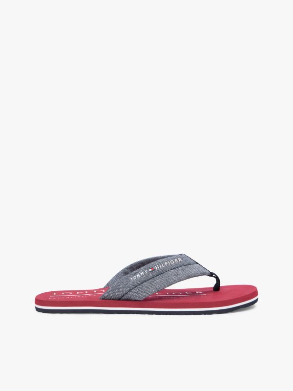 Pure Linen Chambray Jacquard Flip-Flops — Blue
