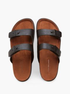 Pin Buckle Cork Midsole Leather Sandals — Black 3
