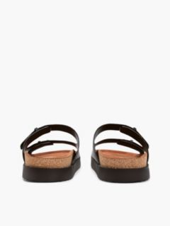 Pin Buckle Cork Midsole Leather Sandals — Black 4