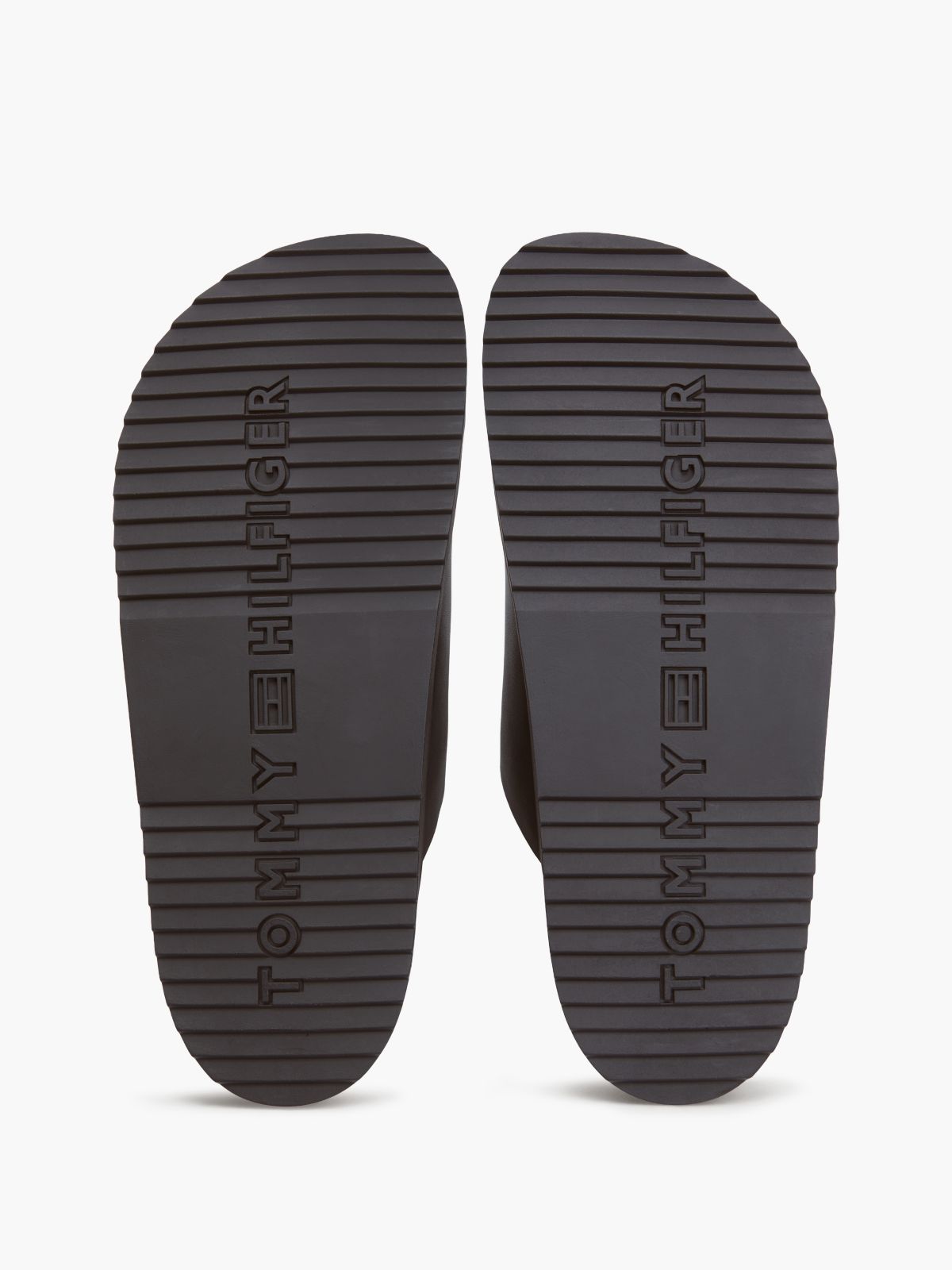 Pin Buckle Cork Midsole Leather Sandals — Black