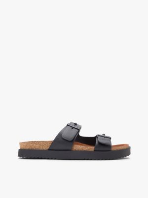 Pin Buckle Cork Midsole Leather Sandals