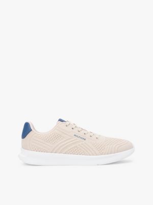 sneakers hilfiger monotype leggere in tessuto beige da uomini tommy hilfiger
