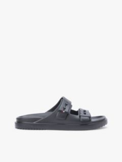 Lightweight Pin Buckle Serrated Pool Slides — Black 1