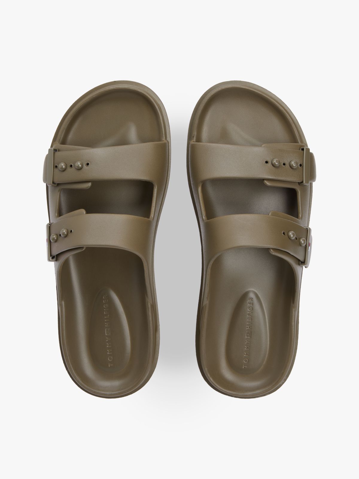 Lightweight Pin Buckle Serrated Pool Slides — Green