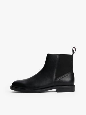 schwarz chelsea-boot aus leder mit reißverschluss für herren - tommy hilfiger
