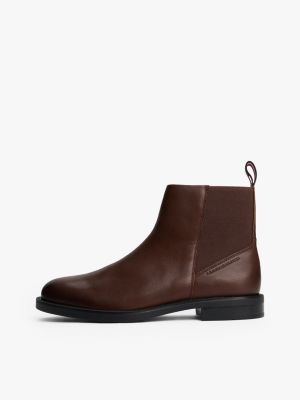 braun chelsea-boot aus leder mit reißverschluss für herren - tommy hilfiger