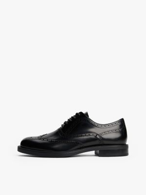 schwarz lace-up brogue-lederschuh für herren - tommy hilfiger