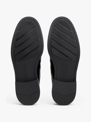 black leather monk-strap brogue shoes for men tommy hilfiger