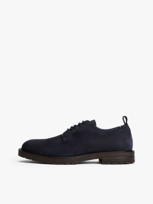 derbies en daim à semelle crantée bleu pour hommes tommy hilfiger