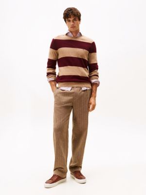 sneakers in pelle con suola preformata marrone da uomini tommy hilfiger