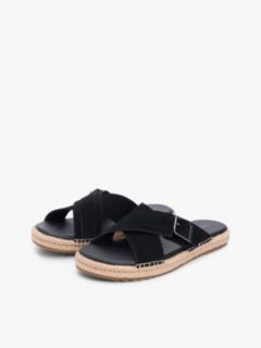 Suede Buckle Flexible Sandals — Black 2