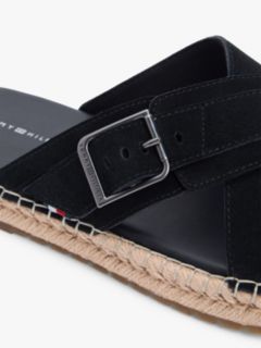 Suede Buckle Flexible Sandals — Black 6
