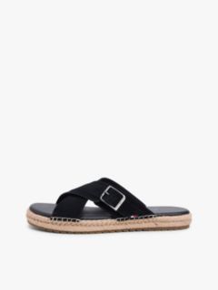 Suede Buckle Flexible Sandals — Black 7