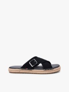 Suede Buckle Flexible Sandals — Black 1