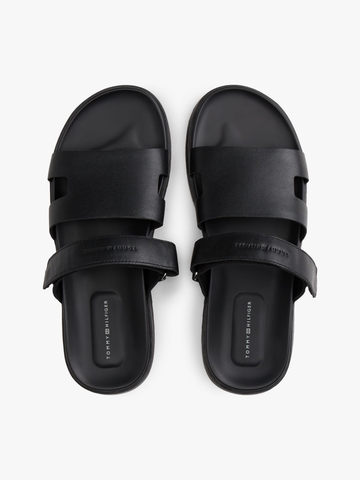 Premium Leather Cutout Sandals — Black