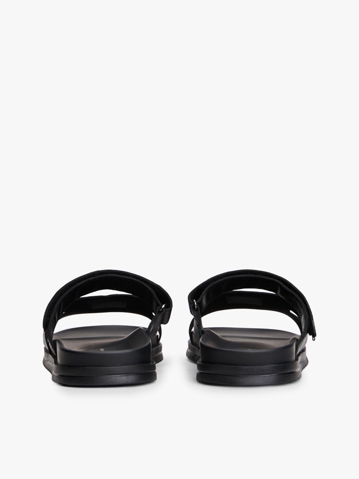 Premium Leather Cutout Sandals — Black