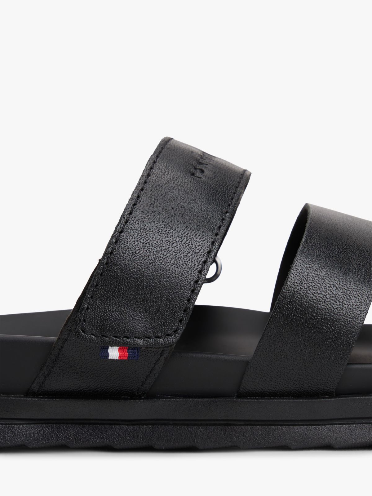Premium Leather Cutout Sandals — Black