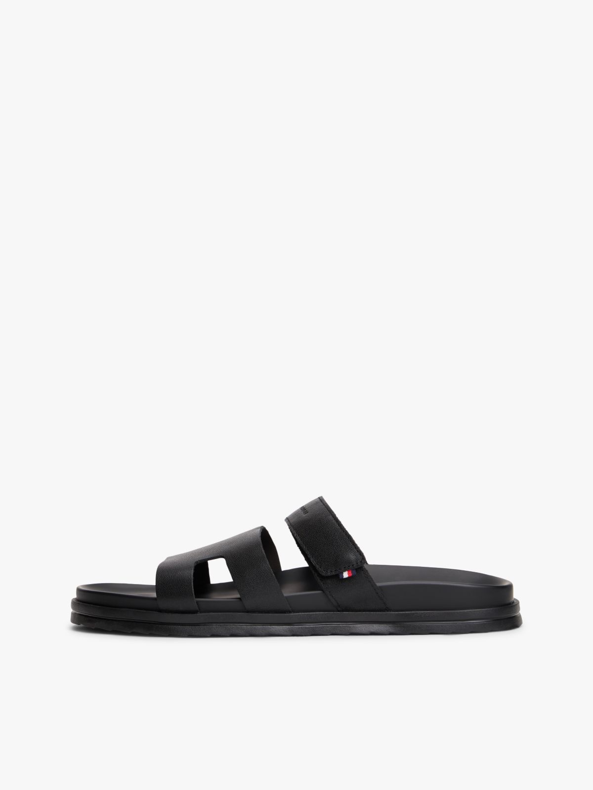 Premium Leather Cutout Sandals — Black