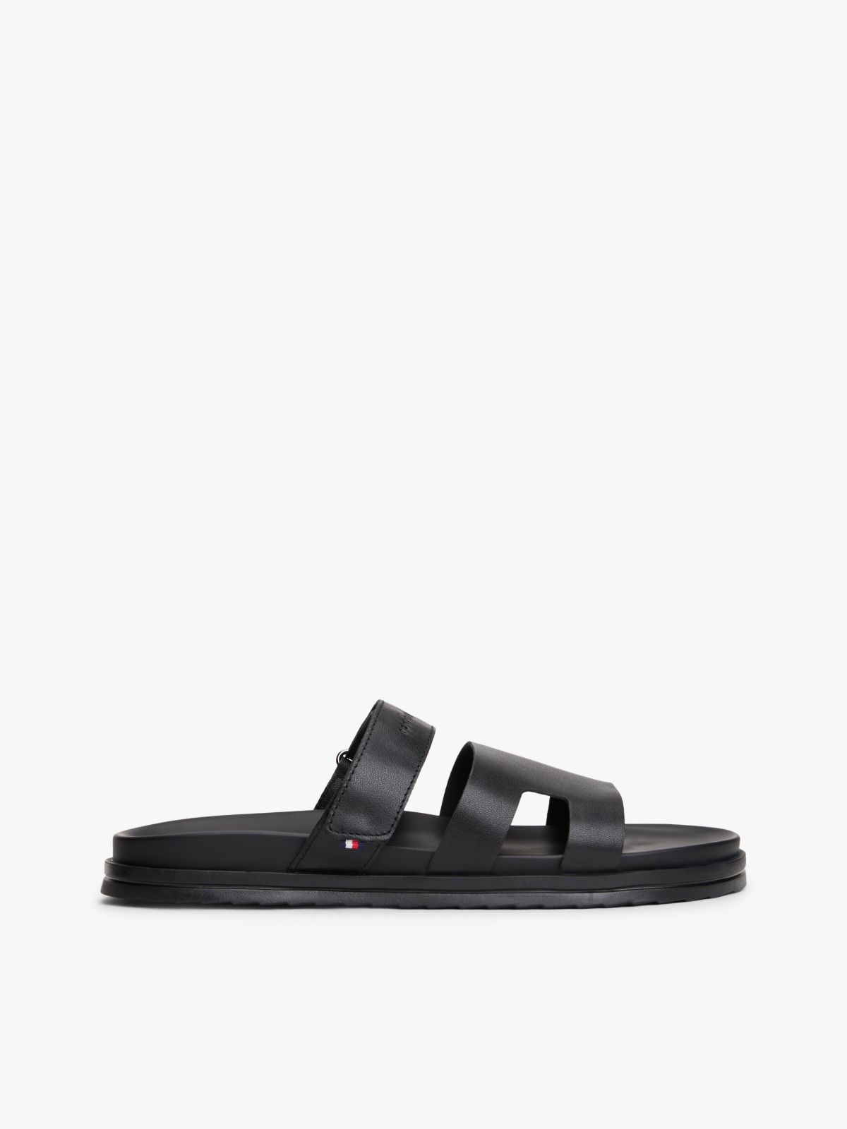Premium Leather Cutout Sandals — Black
