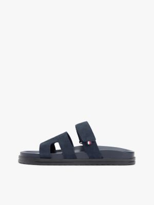 blue premium suede cutout sandals for men tommy hilfiger
